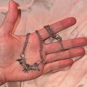 Gothic Silver Bat Necklace